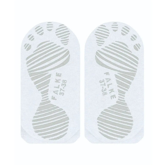 Witte FALKE Cool Kick SN CP 46453 herensokken met grijs antislip voetafdrukpatroon op de zolen. - Jambelles
