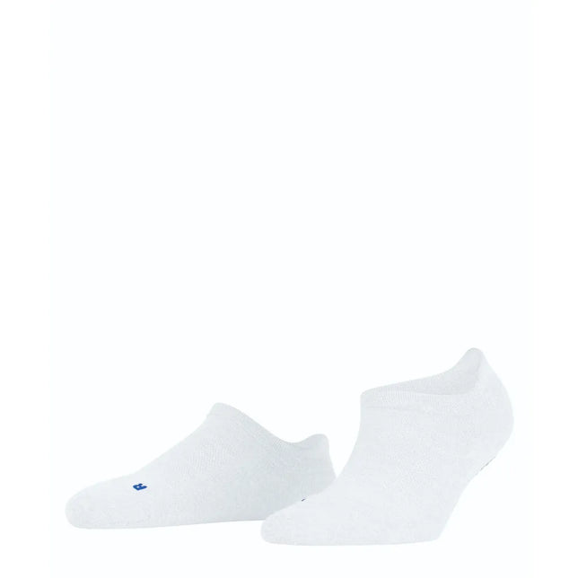 Witte FALKE Cool Kick herensneakersokken 46453, laag model met klein blauw logo op de wreef. - Jambelles
