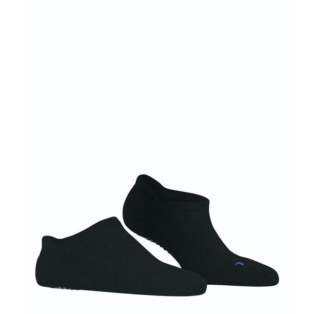 Paar zwarte FALKE Cool Kick SN CP 46453 herensokken, laag uitgesneden met klein blauw detail op de wreef. - Jambelles