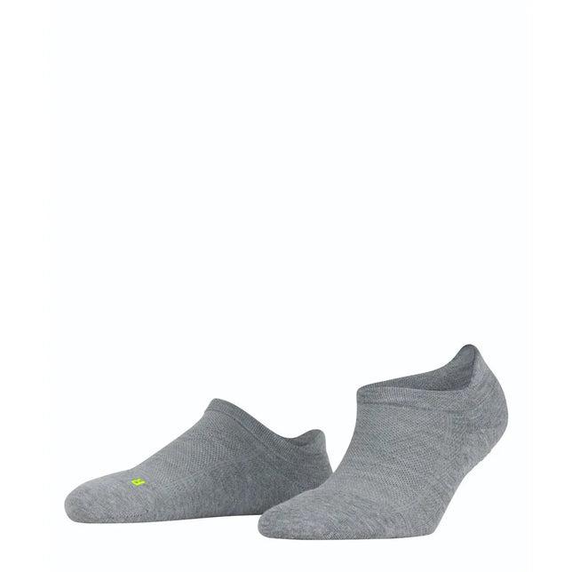 Grijze FALKE Cool Kick SN CP 46453 herensneakersokken, laag model met geribde boord en groen logo. - Jambelles