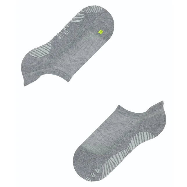 Grijze FALKE Cool Kick SN CP 46453 herensokken met lage boord, gestreepte gripzones en neongele R-markering - Jambelles