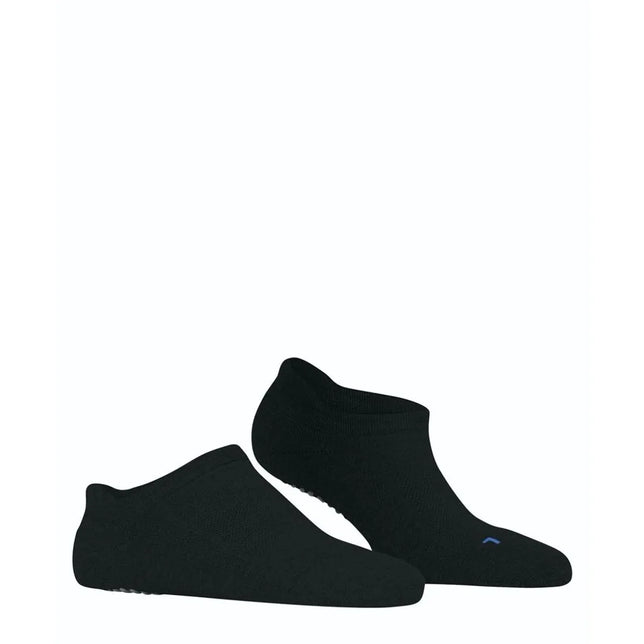 Zwarte FALKE Cool Kick SN CP 46453 herensokken, laag model met geribde boord en blauw detail op de teen. - Jambelles