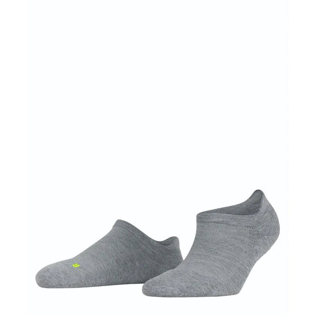Grijze FALKE Cool Kick SN CP 46453 herensokken, laag model met geribde boord en klein groen logo - Jambelles