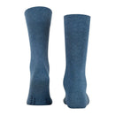 Een paar mintgroene FALKE Family SO 14657 herensokken, effen gebreid met geribde boorden. - Jambelles