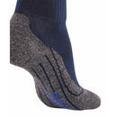 FALKE TK2 Sh Co 16154 herensok in donkerblauw met grijs gemêleerde voet, zwarte strepen en blauw logo. - Jambelles