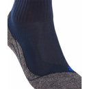 FALKE TK2 Sh Co 16154 herensok in donkerblauw met grijs gemêleerde voet, zwarte strepen en blauw logo. - Jambelles