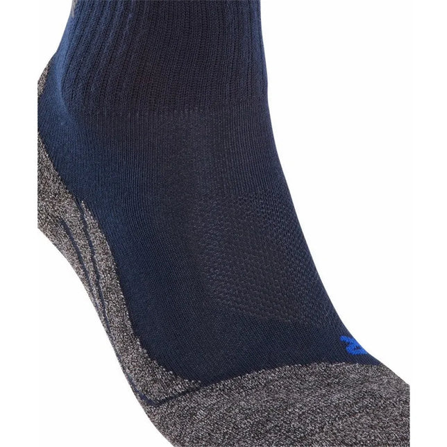 FALKE TK2 Sh Co 16154 herensok in donkerblauw met grijs gemêleerde versteviging en blauw logo. - Jambelles