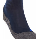 FALKE TK2 Sh Co 16154 herensok in donkerblauw met grijs gemêleerde voet, zwarte strepen en blauw logo. - Jambelles