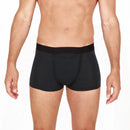 Zwarte HOM heren boxerbrief HO1 Simon 359850 met fijne horizontale strepen, vooropening en logoband. - Jambelles