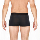Zwarte HOM heren boxerbrief HO1 Simon 359850 met fijne horizontale strepen, vooropening en logoband. - Jambelles