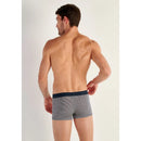Zwarte HOM heren boxerbrief HO1 Simon 359850 met fijne horizontale strepen, vooropening en logoband. - Jambelles