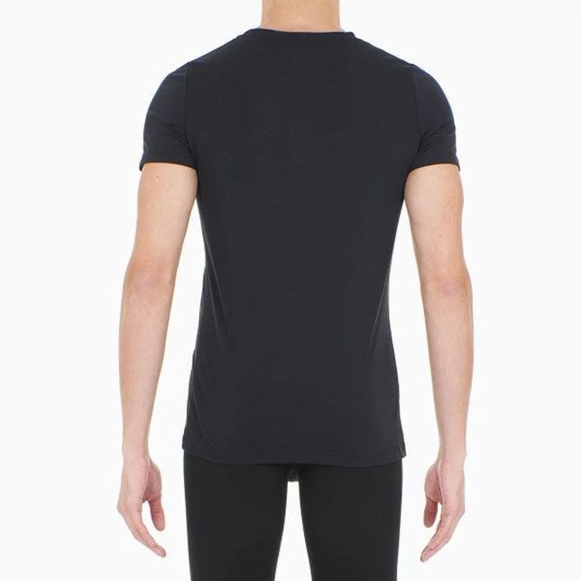 Zwart HOM heren T-shirt Supreme Cotton 401331 met korte mouwen en aansluitende pasvorm, achteraanzicht. - Jambelles
