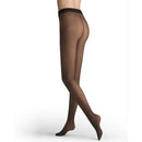 Hudson Dames Panty Thermo 120015729, donkerblauwe semi-transparante panty met brede tailleband op een model. - Jambelles