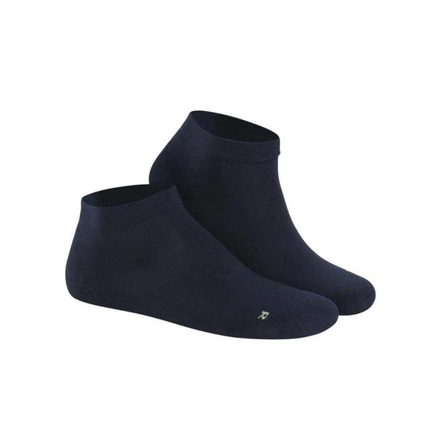 Donkerblauwe Hudson Air Plush herensneakersokken met lage boord en klein groen logo op de teen. - Jambelles