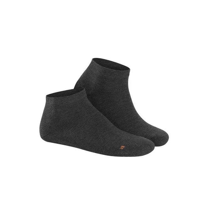 Hudson Air Plush herensneakersokken in donkergrijs, effen paar met klein oranje logo bij de teen. - Jambelles