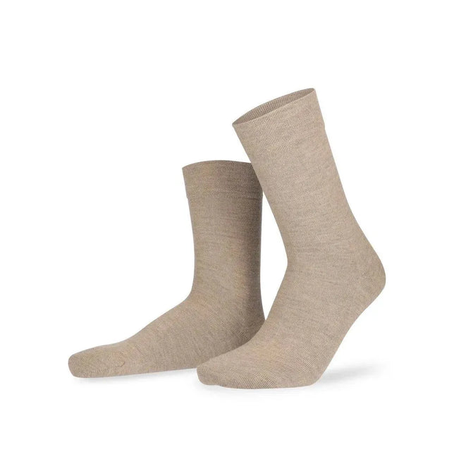 Hudson heren sokken Relax Klima 120014230 in beige, effen fijngebreid model met ribboord - Jambelles