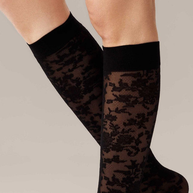 Kunert Dames Kniekousen Floral Citynight 110500060 - Jambelles