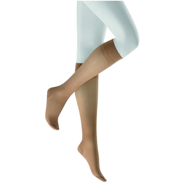 Kunert FLY&amp;CARE 110198900 dameskniekousen in beige, transparant met brede boord en verstevigde teen en hiel. - Jambelles