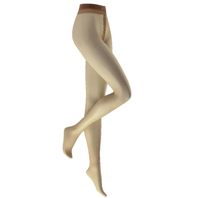 Kunert damespanty Fresh Up 10 in beige, transparant met brede bruine tailleband en gekruiste benen. - Jambelles