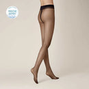 Lichtblauwe verpakking van Kunert damespanty Fresh Up 10 met benen in een transparante huidkleurige panty. - Jambelles