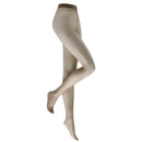 Kunert damespanty Satin Look 20 in transparant zwart met subtiele glans en brede tailleband, gedragen door een model. - Jambelles