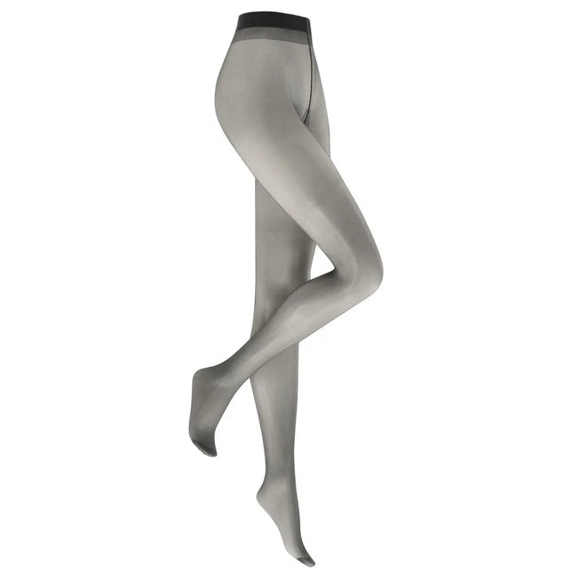 Kunert damespanty Satin Look 20 in transparant grijs met satijnglans, zichtbare naden en zwarte tailleband. - Jambelles