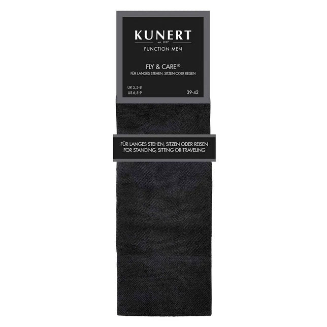 Kunert heren kniekousen FLY&amp;CARE 110888900 in zwart, fijngebreid en gevouwen in merkverpakking. - Jambelles