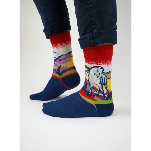 Kunstsokken Dames &amp; Heren Fantasie Sokken Blue Horse 1 CH-BLH - Jambelles