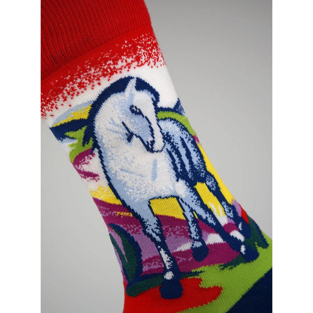 Kunstsokken Dames &amp; Heren Fantasie Sokken Blue Horse 1 CH-BLH - Jambelles