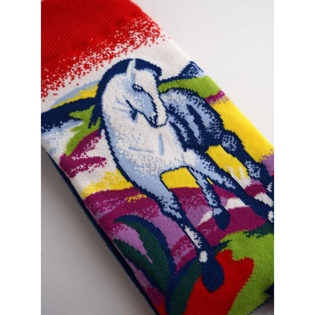 Kunstsokken Dames &amp; Heren Fantasie Sokken Blue Horse 1 CH-BLH - Jambelles