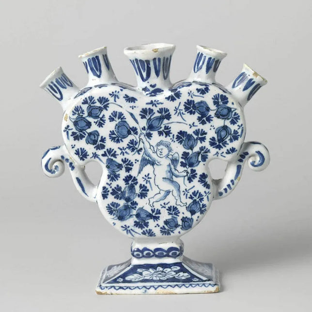 Kunstsokken Dames &amp; Heren Fantasie Sokken Delft Blue Flower Holder Ch-Dfh - Jambelles