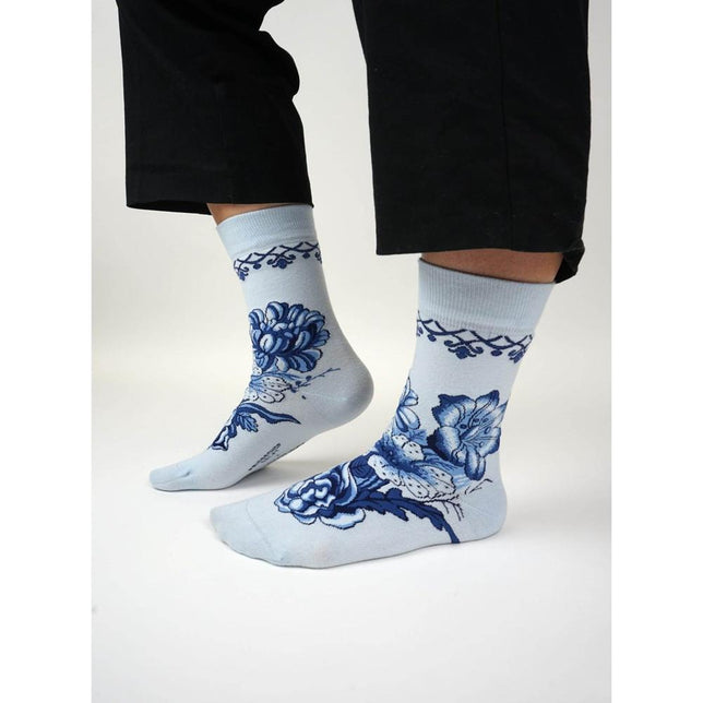 Kunstsokken Dames &amp; Heren Fantasie Sokken Delfts Blue Flowers CH-DBF - Jambelles