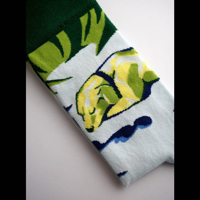 Kunstsokken Dames &amp; Heren Fantasie Sokken Dog Lying in the Snow CH-DLS - Jambelles