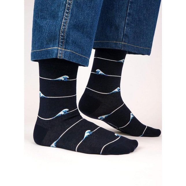 Kunstsokken Dames &amp; Heren Fantasie Sokken Icons-De Grote Golf van Kanagawa IH-GWK - Jambelles
