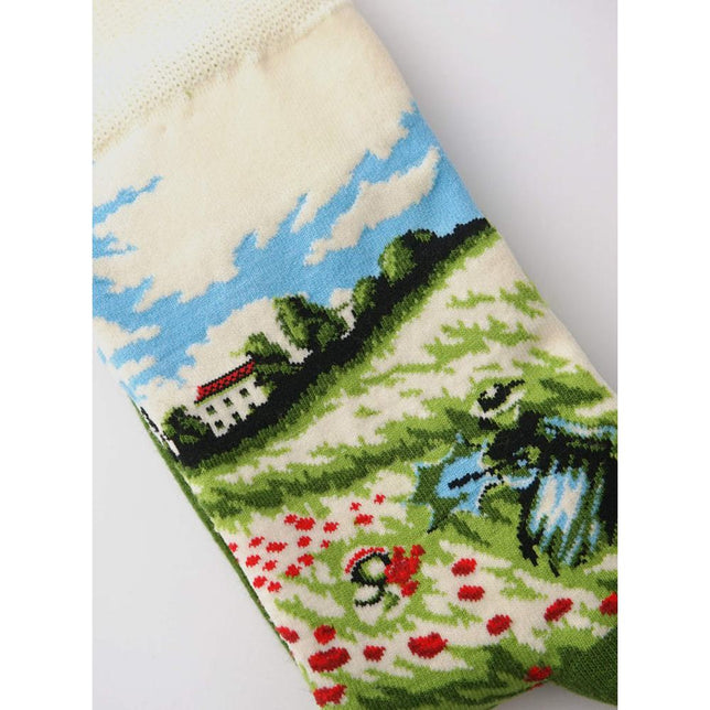 Kunstsokken Dames &amp; Heren Fantasie Sokken Poppy Field Ch-POF - Jambelles