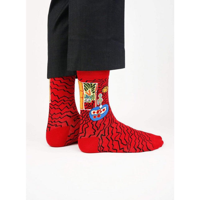 Kunstsokken Dames &amp; Heren Fantasie Sokken Red Interior CH-REI - Jambelles