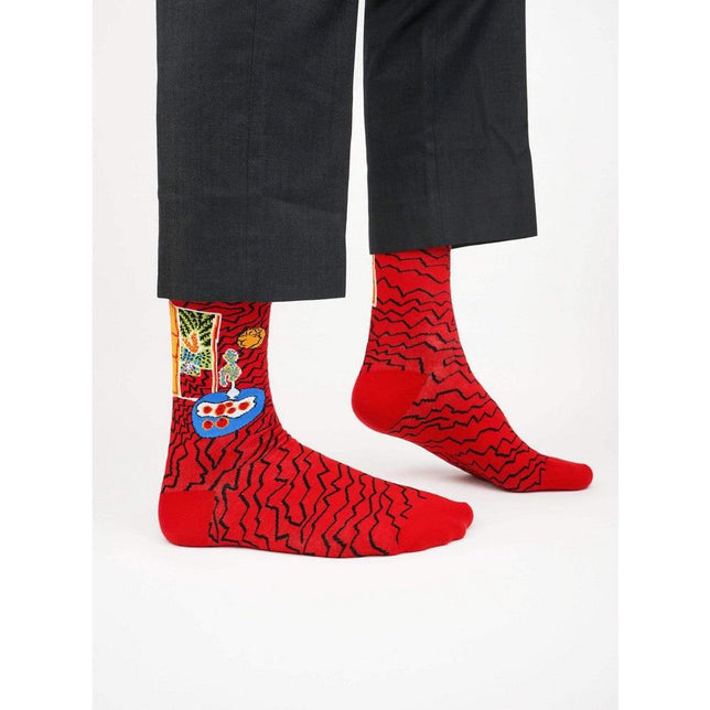 Kunstsokken Dames &amp; Heren Fantasie Sokken Red Interior CH-REI - Jambelles