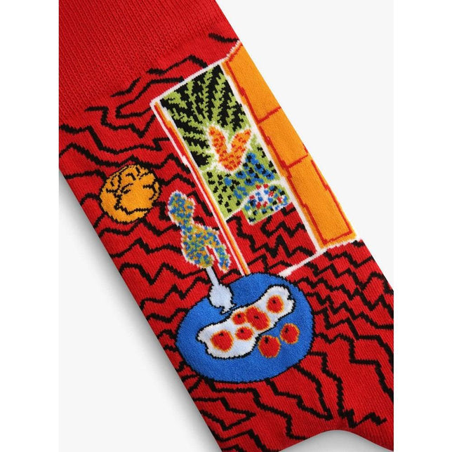 Kunstsokken Dames &amp; Heren Fantasie Sokken Red Interior CH-REI - Jambelles