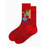Kunstsokken Dames &amp; Heren Fantasie Sokken Red Interior CH-REI - Jambelles