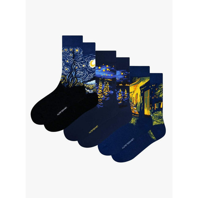 Kunstsokken Dames &amp; Heren Fantasie Sokken Starry Night Gift Box 3-Pack Gb3-Stn-3640 - Jambelles