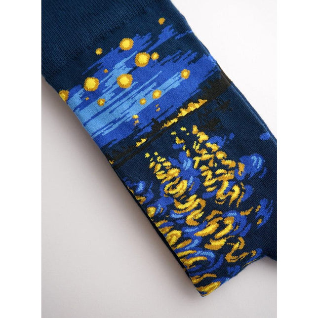 Kunstsokken Dames &amp; Heren Fantasie Sokken Starry Night over the Rhone CH-SNR - Jambelles