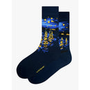Kunstsokken Dames &amp; Heren Fantasie Sokken Starry Night over the Rhone CH-SNR - Jambelles