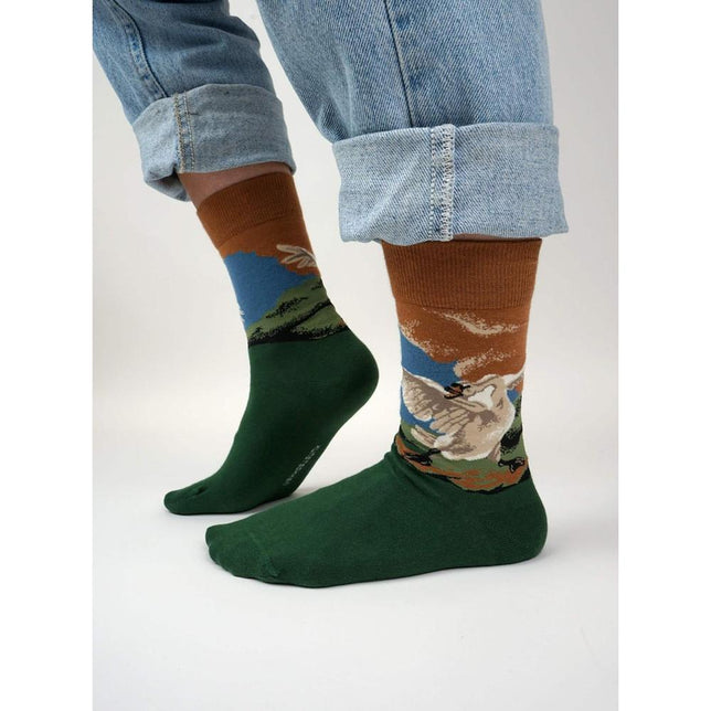 Kunstsokken Dames &amp; Heren Fantasie Sokken Threatened Swan CH-THS - Jambelles