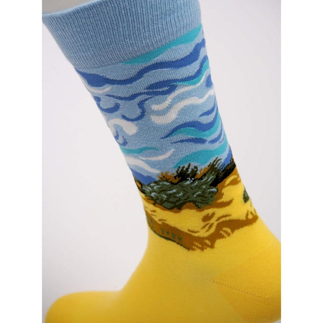 Kunstsokken Dames &amp; Heren Fantasie Sokken Wheatfield with Cypresses CH-WHF - Jambelles