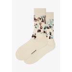 Kunstsokken Dames &amp; Heren Fantasie Sokken Winterlandschap met Schaatsers CH-WLS - Jambelles