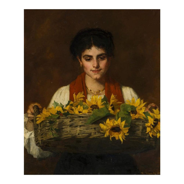 Kunstsokken Dames &amp; Heren Fantasie Sokken Woman With Sunflowers CH-WWS - Jambelles