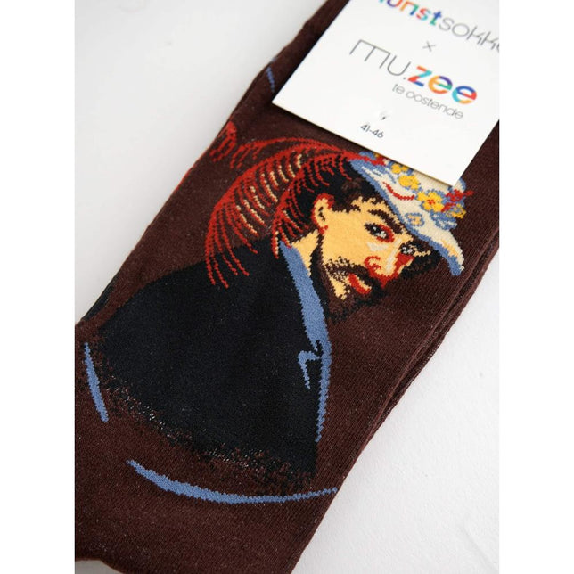 Kunstsokken Dames &amp; Heren Fantasie Sokken Zelfportret met Bloemenhoed CH-ZMB - Jambelles