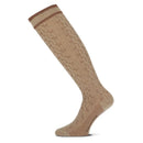 MarcMarcs dameskniekous Courtney 82169 in beige met subtiel luipaardpatroon en brede effen boord. - Jambelles