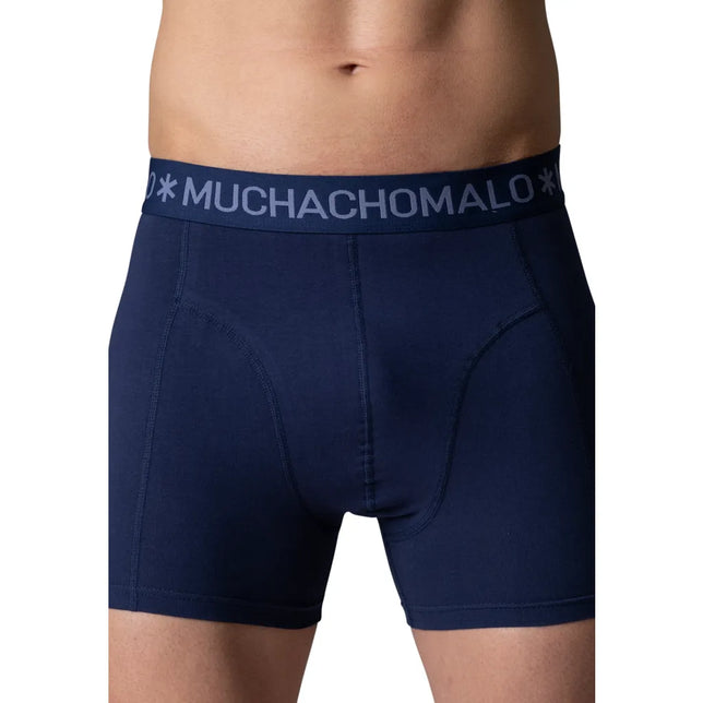 Donkerblauwe Muchachomalo herenboxershort uit 3-pack TOTEMHORSE1010, met logoband en zichtbare naden. - Jambelles
