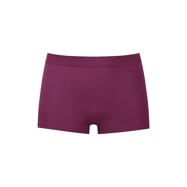 Mey dames boxer panty slip 59218 in bordeauxpaars, effen model met elastische tailleband en korte pijpjes. - Jambelles